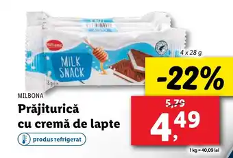 Lidl MILBONA Prăjiturică cu cremă de lapte Ofertă