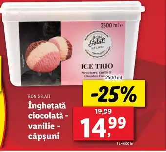 Lidl BON GELATI Înghețată ciocolată - vanilie - căpşuni Ofertă