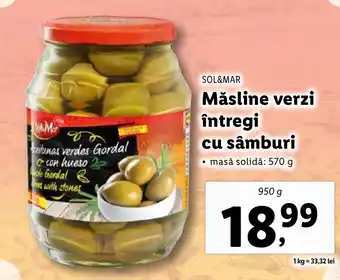 Lidl SOL&MAR Măsline verzi întregi cu sâmburi Ofertă