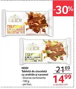 Selgros HEIDI Tabletă de ciocolată cu arahide și caramel Ofertă