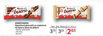 Selgros KINDER BUENO Napolitană glazurată cu umplutură de lapte și alune de pădure Ofertă