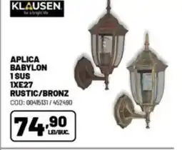 Ambient Aplica babylon 1sus 1xe27 rustic/bronz Ofertă