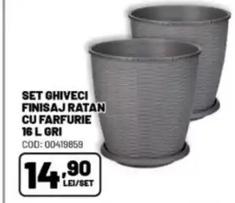 Ambient Set ghiveci finisaj ratan cu farfurie Ofertă