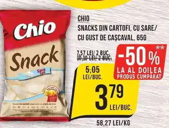 Mega Image CHIO Snacks din cartofi, cu sare/ cu gust de cașcaval Ofertă