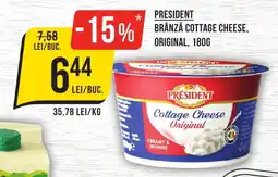 Mega Image PRÉSIDENT Brânză cottage cheese, original Ofertă