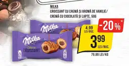 Mega Image MILKA Croissant cu cremă şi aromă de vanilie/ cremă cu ciocolată şi lapte Ofertă