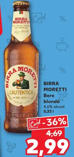 Kaufland BIRRA MORETTI Bere blondă Ofertă