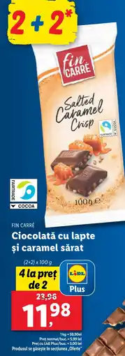 Lidl FIN CARRÉ Ciocolată cu lapte şi caramel sărat Ofertă