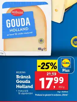 Lidl MILBONA Brânză Gouda Holland Ofertă