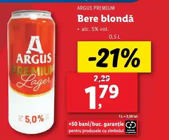 Lidl ARGUS PREMIUM Bere blondă Ofertă