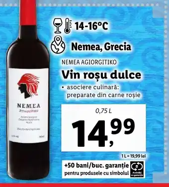 Lidl NEMEA AGIORGITIKO Vin roşu dulce Ofertă