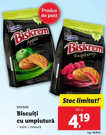 Lidl BISKREM Biscuiți cu umplutură Ofertă