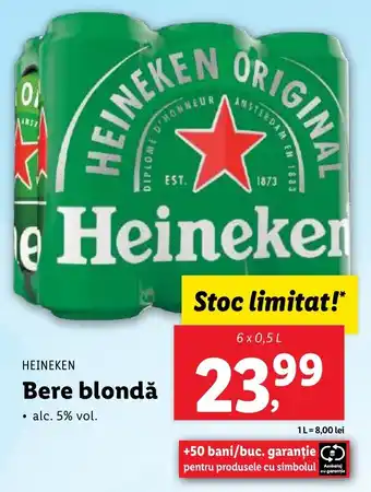 Lidl HEINEKEN Bere blondǎ Ofertă