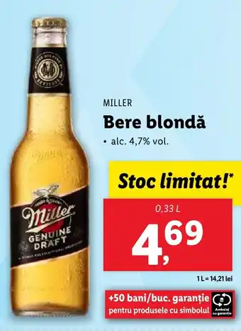 Lidl MILLER Bere blondǎ Ofertă