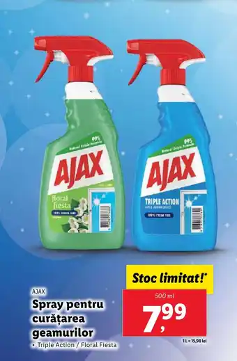 Lidl AJAX Spray pentru curăţarea geamurilor Ofertă