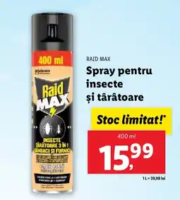 Lidl RAID MAX Spray pentru insecte și târâtoare Ofertă