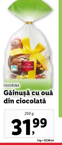 Lidl FAVORINA Găinuşă cu ouă din ciocolată Ofertă