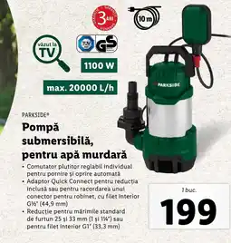 Lidl PARKSIDE Pompǎ submersibilă, pentru apă murdară Ofertă