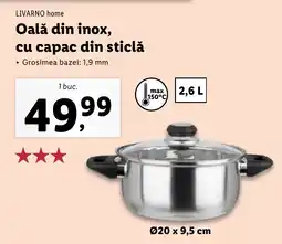 Lidl LIVARNO home Oală din inox, cu capac din sticlă Ofertă