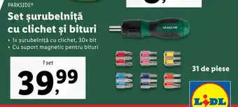 Lidl PARKSIDE Set şurubelniță cu clichet şi bituri Ofertă