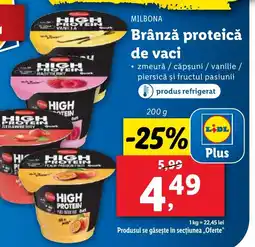 Lidl MILBONA Brânză proteică de vaci Ofertă