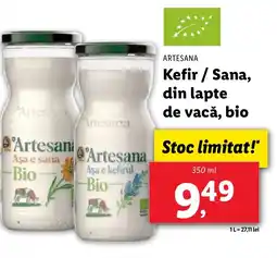 Lidl ARTESANA Kefir / Sana, din lapte de vacǎ, bio Ofertă