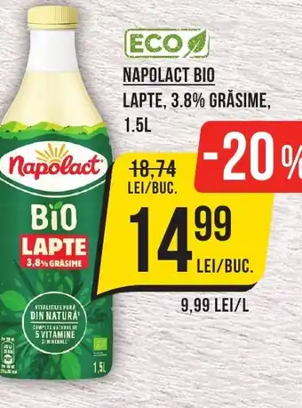 Mega Image NAPOLACT BIO Lapte, 3.8% grasime Ofertă