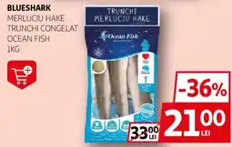 Auchan OCEAN FISH Blueshark merluciu hake trunchi congelat Ofertă