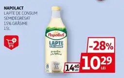 Auchan NAPOLACT Lapte de consum semidegresat 1.5% grăsime Ofertă