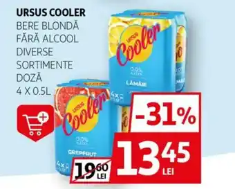 Auchan URSUS Cooler bere blondă fără alcool diverse sortimente doză Ofertă