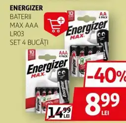 Auchan Energizer baterii max aaa lr03 set 4 bucăţi Ofertă