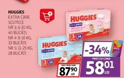 Auchan HUGGIES Extra care scutece Ofertă