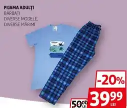 Auchan Pijama adulţi bărbaţi diverse modele, diverse mărimi Ofertă