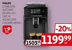 Auchan PHILIPS Espressor automat ep1200, 1.8 l aquaclean culoare negru Ofertă