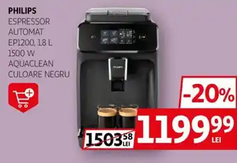 Auchan PHILIPS Espressor automat ep1200, 1.8 l aquaclean culoare negru Ofertă