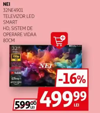 Auchan NEI 32NE4901 Televizor led smart hd, sistem de operare vidaa 80cm Ofertă