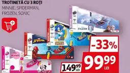 Auchan Trotinetă cu 3 roți minnie, spiderman, frozen, sonic Ofertă