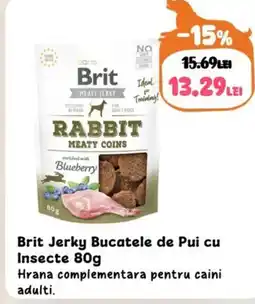 Animax Brit Jerky Bucatele de Pui cu Insecte Ofertă