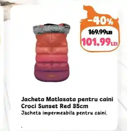 Animax Jacheta Matlasata pentru caini Croci Sunset Red Ofertă