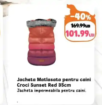 Animax Jacheta Matlasata pentru caini Croci Sunset Red Ofertă