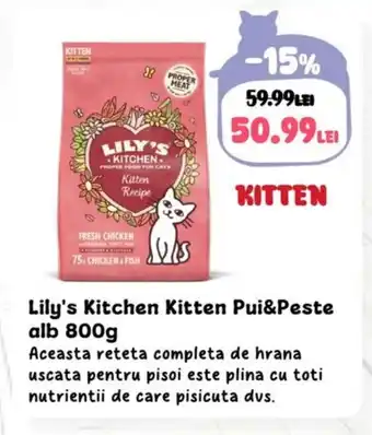 Animax Lily's Kitchen Kitten Pui&Peste alb Ofertă