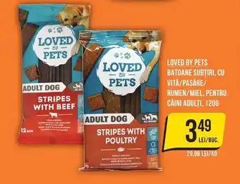 Mega Image LOVED BY PETS Batoane subţiri, cu vită/pasăre/ rumen/miel, pentru câini adulţi Ofertă