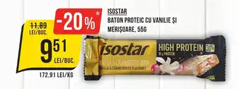 Mega Image ISOSTAR Baton proteic cu vanilie și merișoare Ofertă