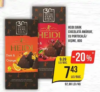 Mega Image HEIDI Dark ciocolată amăruie, cu portocală/ vişine Ofertă