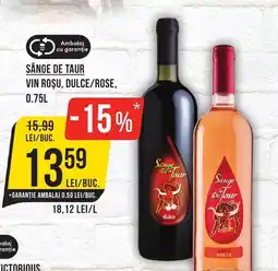 Mega Image SÂNGE DE TAUR Vin roşu, dulce/rose Ofertă