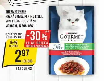 Mega Image GOURMET Perle Hrană umedă pentru pisici, mini fileuri, cu vită şi morcovi, în sos Ofertă