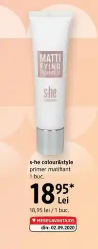 DM S-he colour&style primer matifiant Ofertă