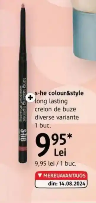 DM S-he colour&style long lasting creion de buze Ofertă