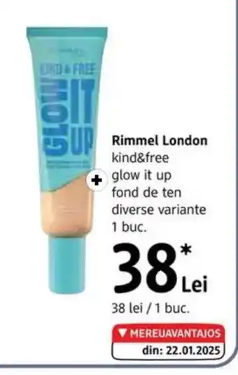 DM Rimmel London kind&free glow it up fond de ten Ofertă