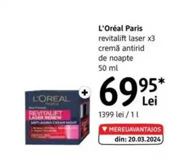 DM L'ORÉAL PARIS revitalift laser x3 cremă antirid de noapte Ofertă